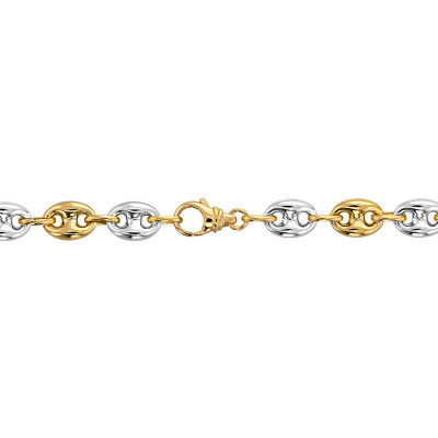 Bracelet Grain de Café Creux, 2 Ors 750, 21 cm - Manillon