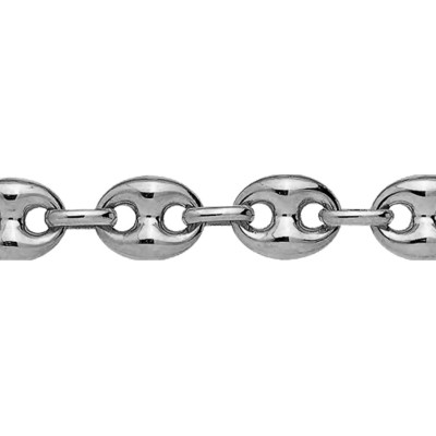 Bracelet Grain de Café Massif, Or blanc 750, 18 cm - Manillon
