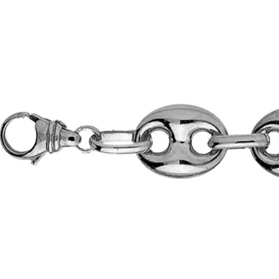 Bracelet Grain de Café Massif, Or blanc 750, 18 cm - Manillon