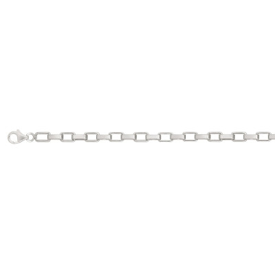 Chaîne Maille Forçat Rectangle, Argent 925, 45cm - Manillon
