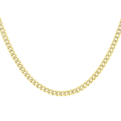 Chaîne Gourmette Diamantée à Motifs, Or Jaune 375, 45cm - Manillon