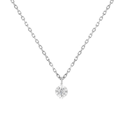 Collier Diamant 0,04 ct, Argent 925 et Or Blanc 750 - My Little Diamond