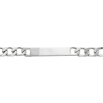 Gourmette Homme Identité, Maille Figaro, Argent, 22 cm, 9 mm - Naïades