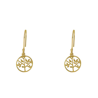 Boucles d'oreilles Arbre de Vie Ajouré, Plaqué Or Jaune 3 microns - Naïades