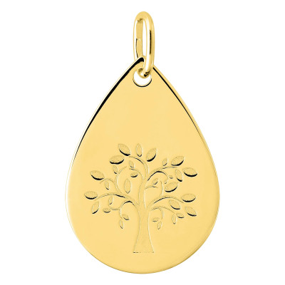 Pendentif Ovale Arbre de vie, Or Jaune 375, 21mm - Emanessence