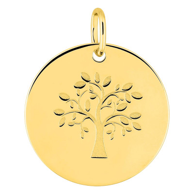 Pendentif Jeton Arbre de vie, Or Jaune 375, 15mm - Emanessence