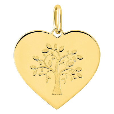 Pendentif Coeur arbre de vie, Or Jaune 375, 19mm - Emanessence