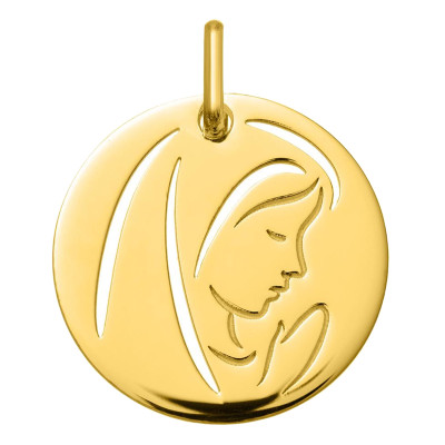 Médaille Vierge ajourée, Or Jaune 375, 16mm - Emanessence