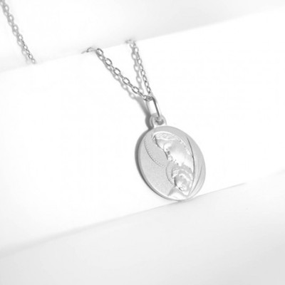 Médaille Vierge à l'enfant, Argent 925, 16mm - Emanessence