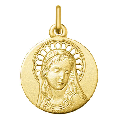 Médaille Vierge auréolée ajourée, Or Jaune 375, 16mm - Emanessence