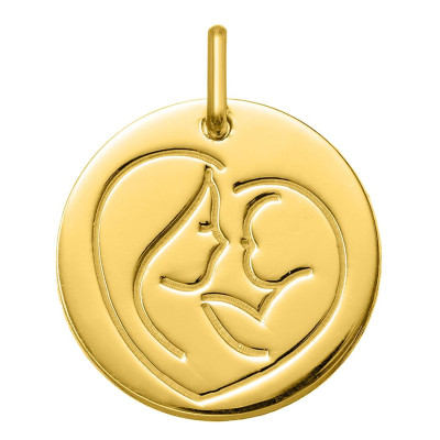 Médaille Vierge à l'enfant, Or Jaune 750, 16mm - Argyor