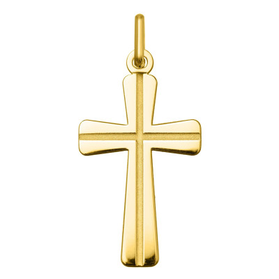 Croix à motifs lignes, Or Jaune 750, 13x21mm - Argyor