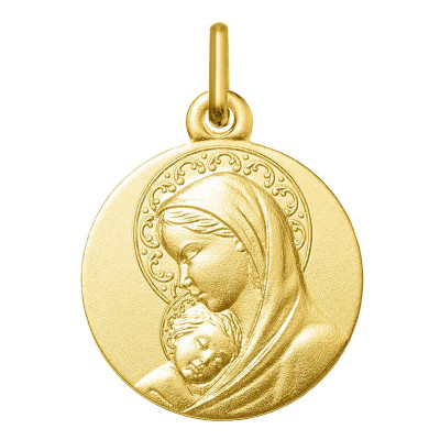 Médaille Vierge Marie à l'enfant, Or jaune 750, 16 & 18mm - Argyor