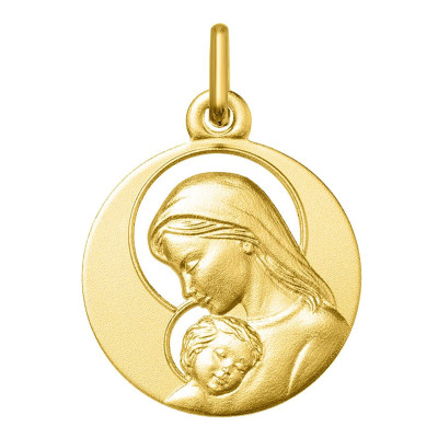 Médaille Ajourée Vierge à l'enfant, Or jaune 750, 16 & 18mm - Argyor