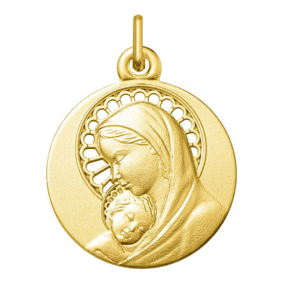Médaille Vierge à l'enfant Ajourée, Or jaune 750, 16 & 18mm - Argyor