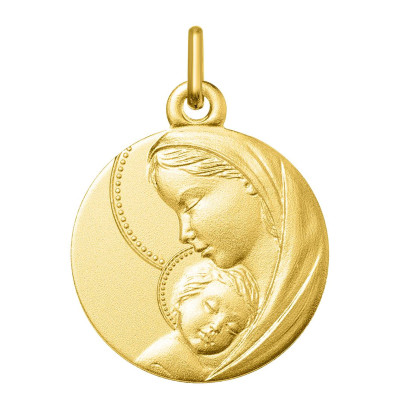 Médaille Vierge Marie à l'enfant Auréole, Or jaune 750, 16 & 18mm - Argyor