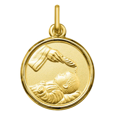 Médaille Baptême, Or jaune 750, 14mm - Argyor