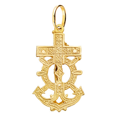 Croix Marine & Christ, Or jaune 750, 15x30mm - Lumiosa