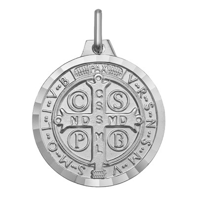 Médaille Scapulaire Saint Benoit, Argent 925, 18mm - Argyor