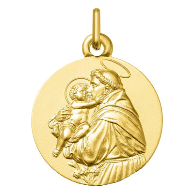 Médaille Saint Antoine, Or jaune 750, 18mm - Argyor
