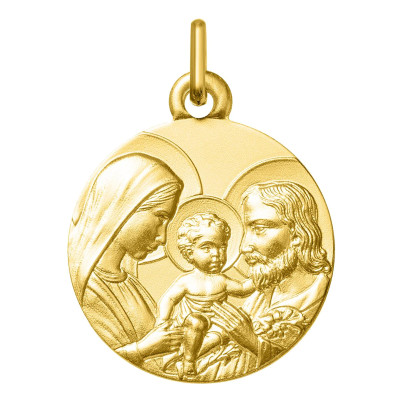 Médaille Sainte Famille ronde, Or jaune 750, 18mm - Argyor