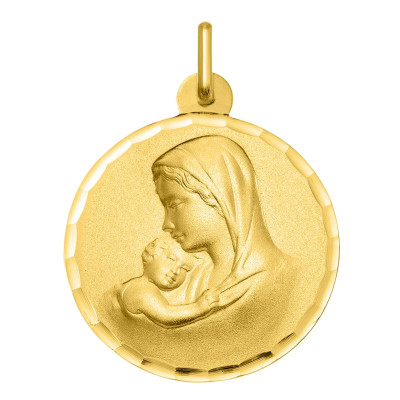 Médaille Ronde Vierge Maternité, Or jaune 750, 19mm - Argyor