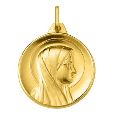 Médaille Vierge au voile auréolée, Or jaune 750, 18mm - Argyor