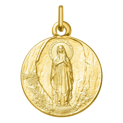 Médaille Vierge Lourdes, Or jaune 750, 18mm - Argyor