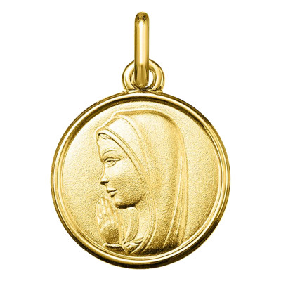 Médaille Vierge Marie en prière, Or jaune, 14mm - Argyor