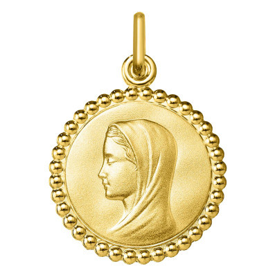 Médaille Vierge Perlée, Or jaune 750, 16 & 18mm - Argyor