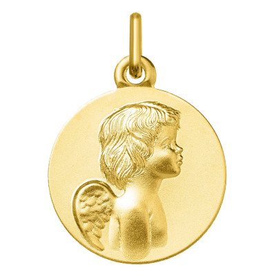 Médaille baptême ange de profil, Or jaune, 18mm - Argyor