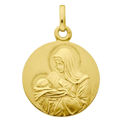 Médaille Tendresse Vierge à l'enfant, Or Jaune 750, 18 mm - Augis