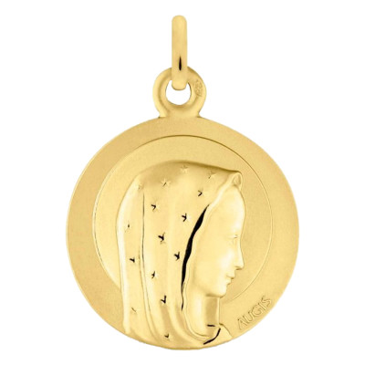 Médaille Vierge Stella Maris, Or Jaune 750, 16 mm - Augis