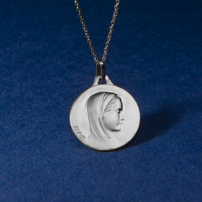 Médaille Vierge Profil Droit, Argent 925, 18 mm - Augis