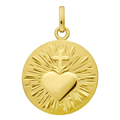 Médaille Sacré Coeur, Or Jaune 750 poli, 16 mm - Augis