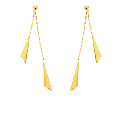 Boucles d'oreilles pendantes duo tulipes, Or jaune - Emanessence