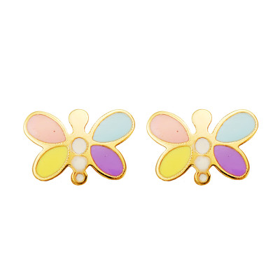 Boucles d'oreilles Libellules Émaillées, Or Jaune 750, 7x5mm - Bambins