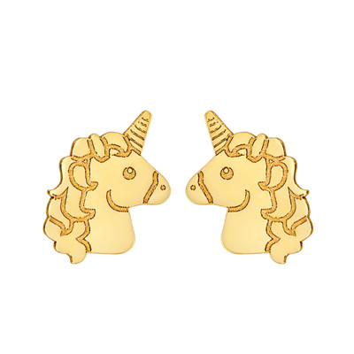 Boucles d'Oreilles Licorne, Or jaune 375 - Bambins