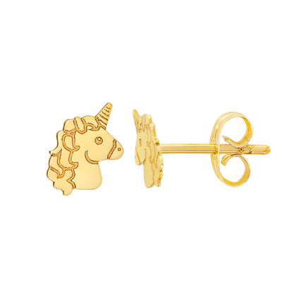 Boucles d'Oreilles Licorne, Or jaune 375 - Bambins