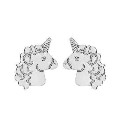 Boucles d'Oreilles Licorne, Or Blanc 375 - Bambins