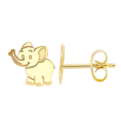 Boucles d'Oreilles Eléphant, Or Jaune 375 - Bambins