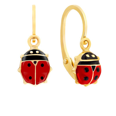 Boucles d'oreilles Coccinelle, Or Jaune 375 - Bambins