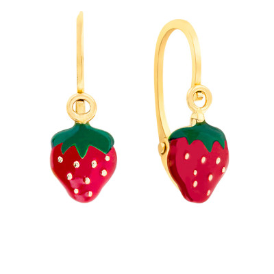 Boucles d'Oreilles Fraises, Or Jaune 375 - Bambins
