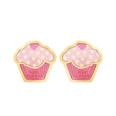 Boucles d'oreilles Cupcake, Email & Or Jaune - Bambins