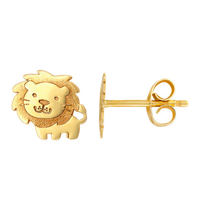 Boucles d'Oreilles Lion, Or Jaune 750 - Bambins