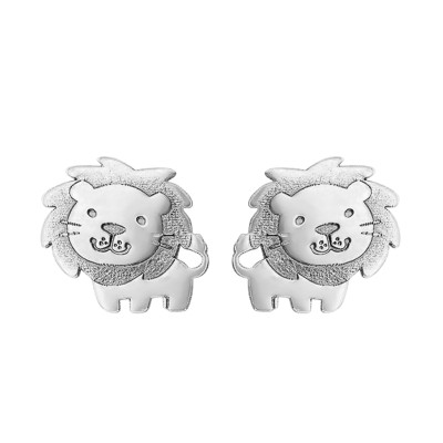 Boucles d'oreilles Lion Enfant, Or blanc 375 - Bambins