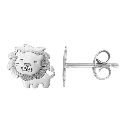 Boucles d'oreilles Lion Enfant, Or blanc 375 - Bambins
