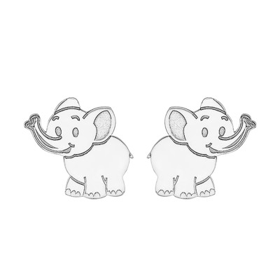 Boucles d'oreilles Eléphant, Or blanc 375 - Bambins