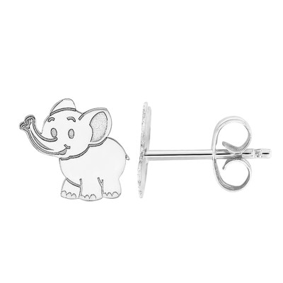 Boucles d'oreilles Eléphant, Or blanc 375 - Bambins