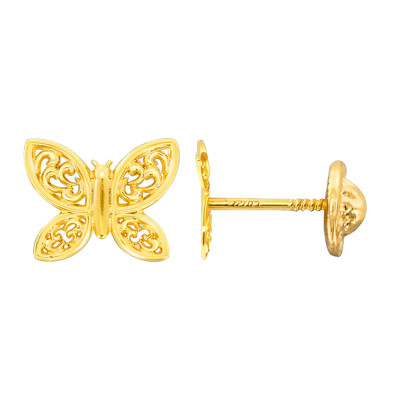 Boucles d'oreilles papillon ajouré, Or jaune - Bambins
